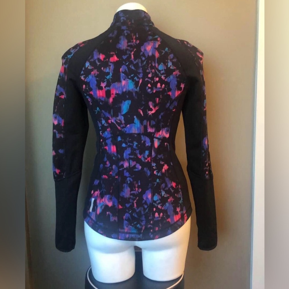 Nordstrom Zella Reversible Yoga Full Zip Jacket Mock Neck Black Purple M/L - Picture 3 of 5